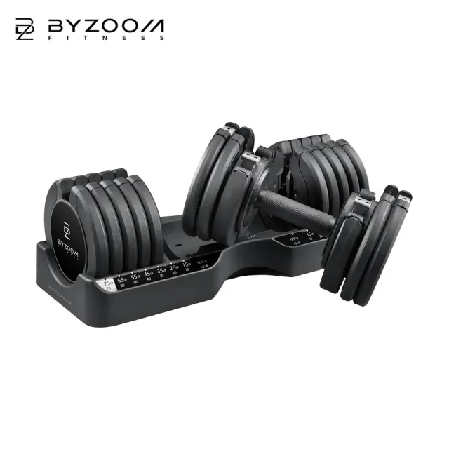 【BYZOOM FITNESS】Pure Series 健身網紅推薦 75lb/約34kg 21段重量可調式啞鈴 雙入(BZ-QCD-75LB)