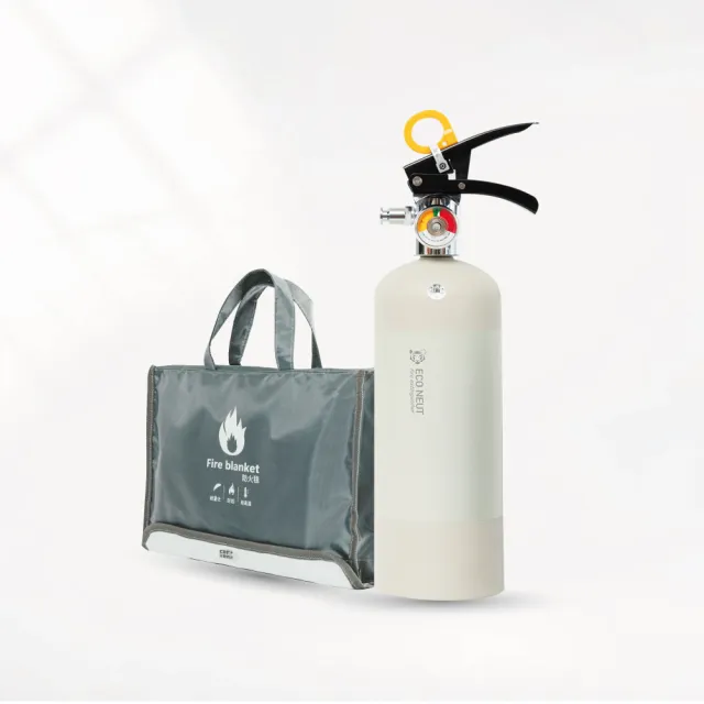 【正德防火】台製鋰電池玻纖-中防火毯+家用中性強化液滅火器1L(滅火器可任選)