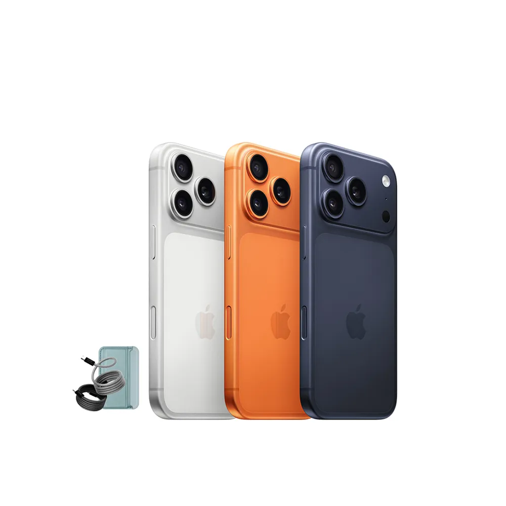 【Apple】iPhone 17 Pro Max(256G/6.9吋)(磁吸皮革支架+編織線組)