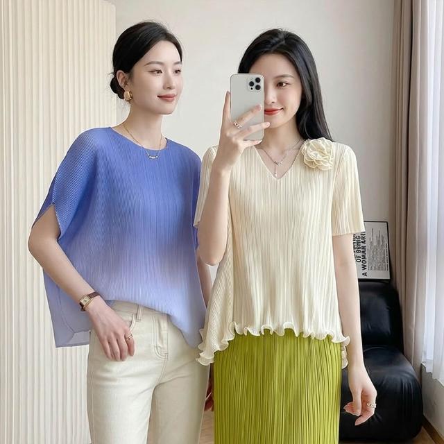【K.W.】MOMO限定春季新品三宅風格造型剪裁上衣 外套(壓褶 中大尺碼 修身 輕薄 小香風 多款可選)