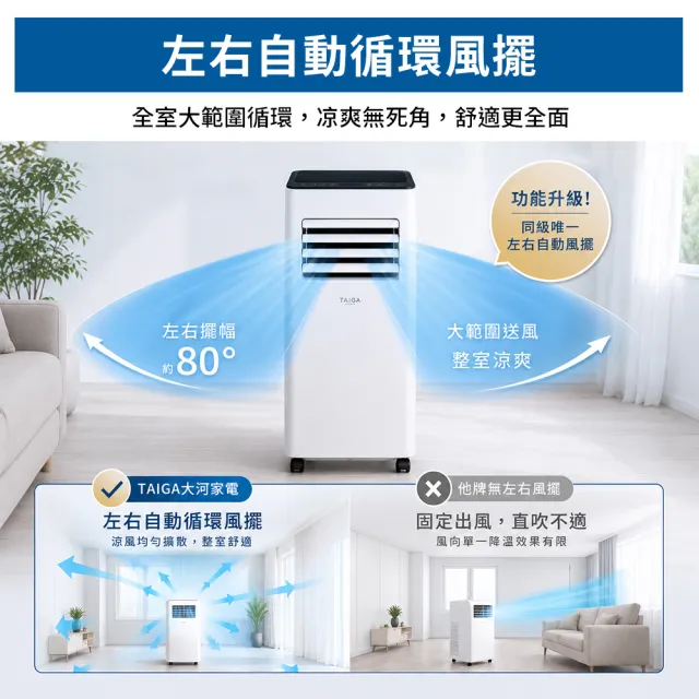 【TAIGA 大河】WiFi遠控5-7坪R32冷專除溼淨化移動式空調/移動式冷氣 (CB1177)