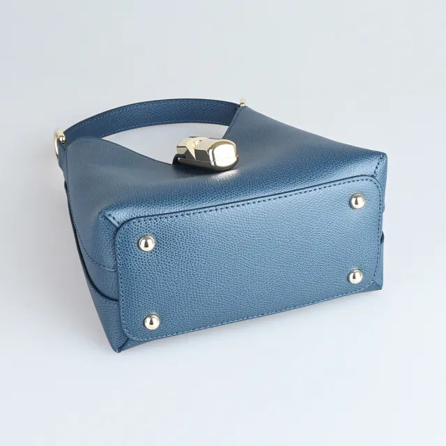 【FURLA 芙拉】FURLA精品小牛皮兩用手提斜背包(迷你/霧藍)