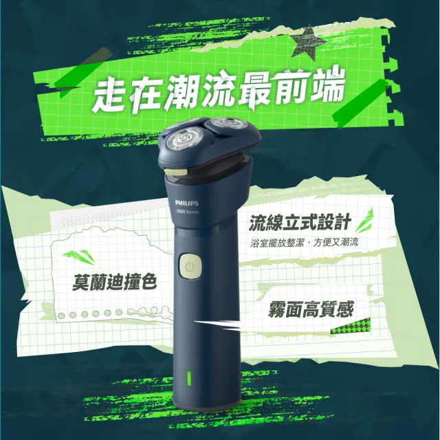 【Philips 飛利浦】S2881/02 潮流系列電鬍刀 (組合任選/5D立體刮鬍刀/全機水洗/官方直營)