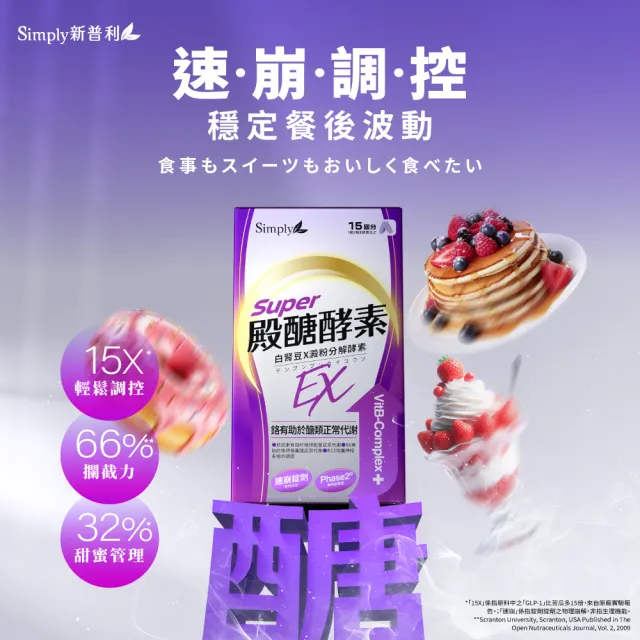 【Simply 新普利】殿醣酵素錠EX30錠(x6盒)(超越苦瓜.白腎豆.桑葉.紅椿植萃)