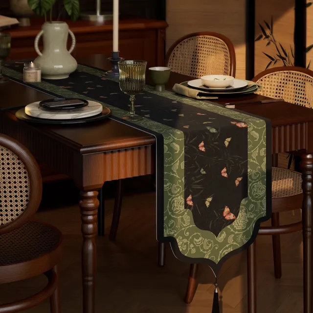 【Quality 聚家】桌旗 法式復古輕奢高端餐桌旗布 長條茶几桌布 電視櫃鬥櫃邊櫃蓋布 氛圍感裝飾（35*180cm）
