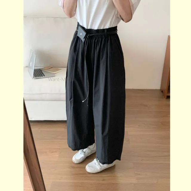 【Want-Meow】90公斤可穿/送包包日系顯瘦寬鬆藏肉鬆緊腰頭哈倫褲長褲寬褲(大碼/大尺碼/加大碼/哈倫褲)