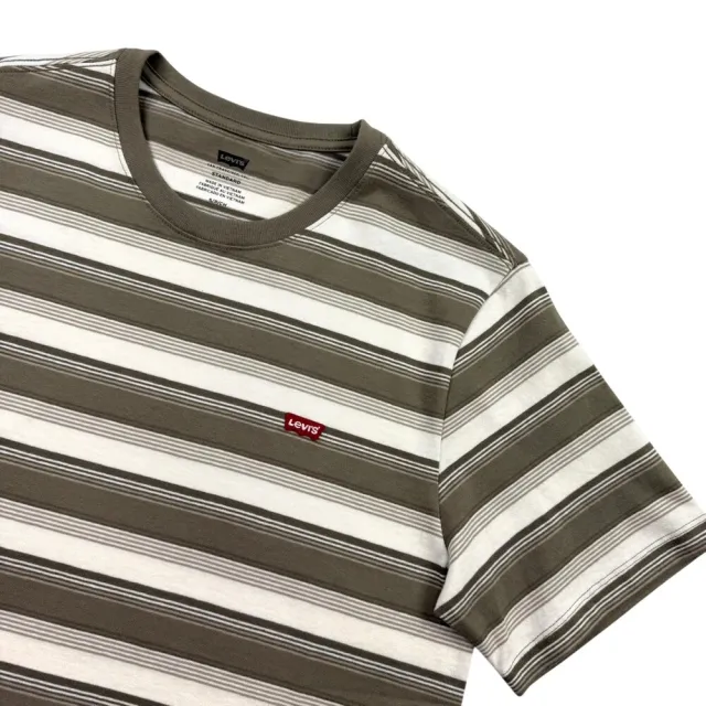 【LEVIS】大地橫紋 Levis 短T 純棉 復古 繡標 Levis 圓領 短袖 T恤 上衣 標準版型 平輸品@1965