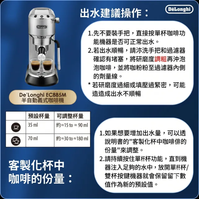 【Delonghi 迪朗奇】官方直營 EC885.M 半自動義式咖啡機