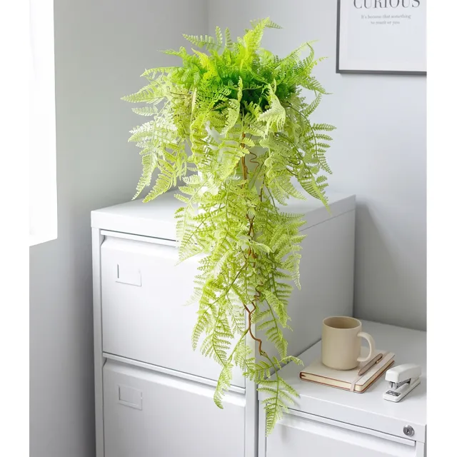 【HUGO DECO 榆果傢飾】淺綠蕨草藤蔓植栽(擬真植栽/垂墜植栽/藤蔓/居家佈置/節慶送禮)
