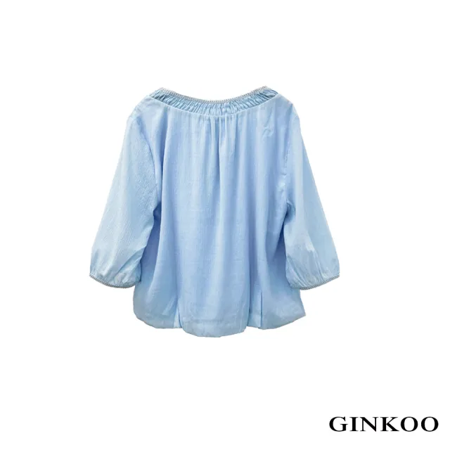 【GINKOO 俊克】前綁帶縮口七分上衣