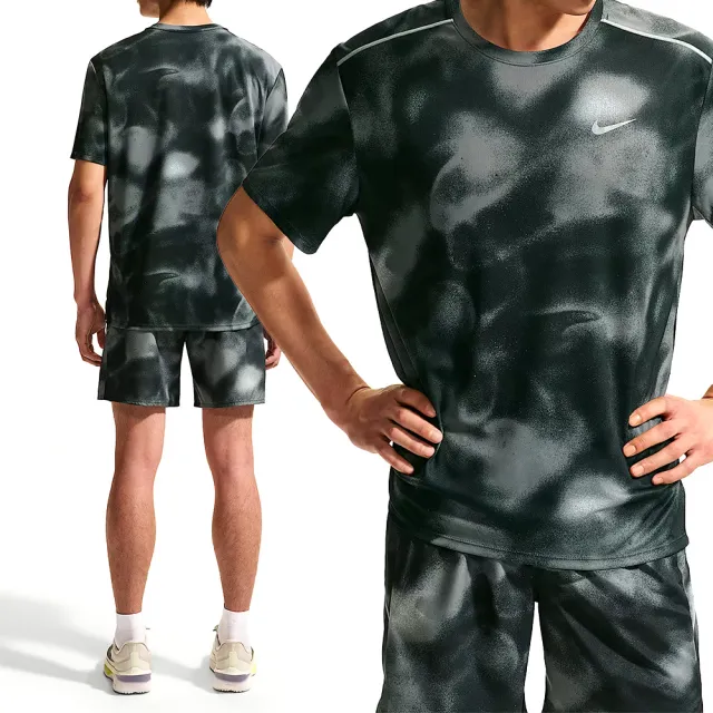 【NIKE 耐吉】As M Nk Df Uv Miler Aop SS 短袖 男款 黑色 渲染 防曬 速乾 IV4815-010
