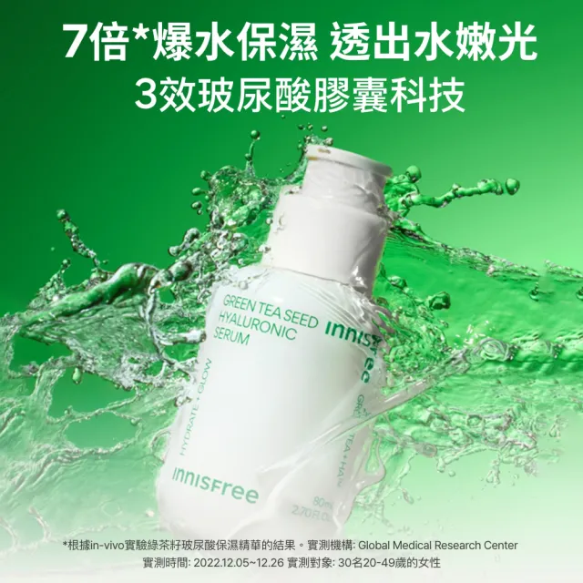 【innisfree】綠茶沁涼補水平衡組(玻尿酸保濕精華80ml、B5水凝霜50ml)