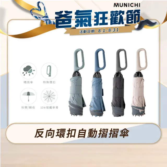 【MUNICHI 沐尼黑】反向環扣自動摺摺傘 雨傘 自動傘 摺疊傘 輕量傘 梅雨 晴雨兩用 輕量 防潑水 MR.MYRAIN