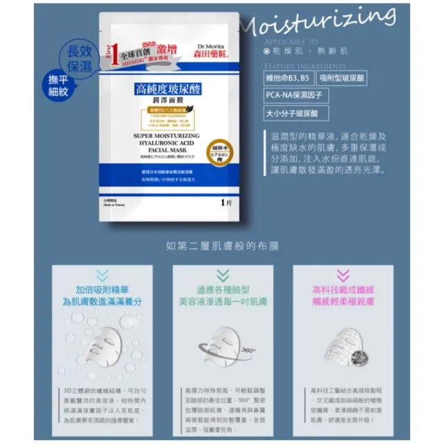 【DR.JOU 森田藥粧】高純度玻尿酸潤澤面膜30片