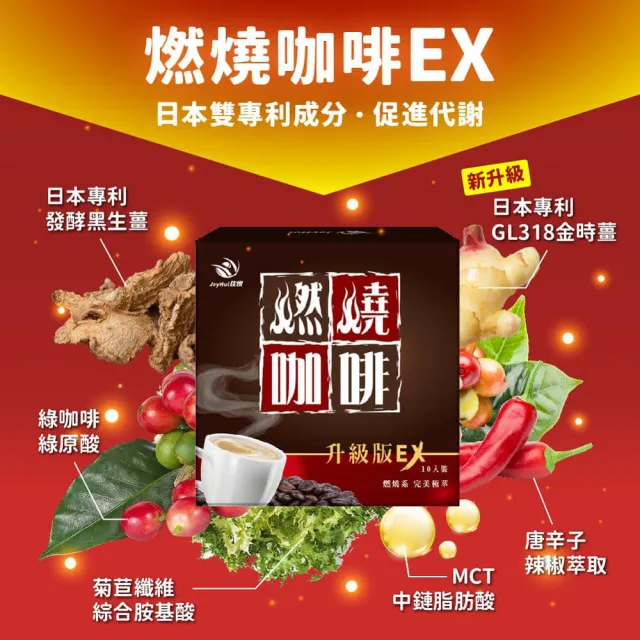 【JoyHui 佳悅】燃燒咖啡EX x4盒(10包/盒 代謝型拿鐵窈窕防彈咖啡)
