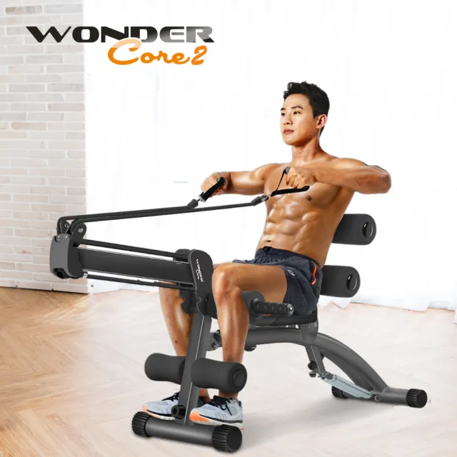 【Wonder Core】全能塑體健身機 強化升級版-暗黑色(健腹機/划船機/重訓機)