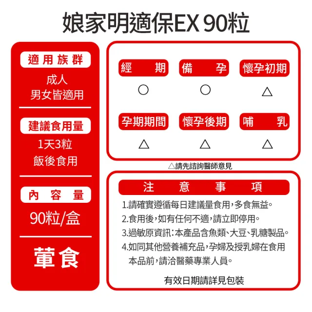 【娘家】明適保EX軟膠囊1盒組(90粒/盒;O.T.O.複方葉黃素升級版;氣象主播林嘉愷 真心推薦)