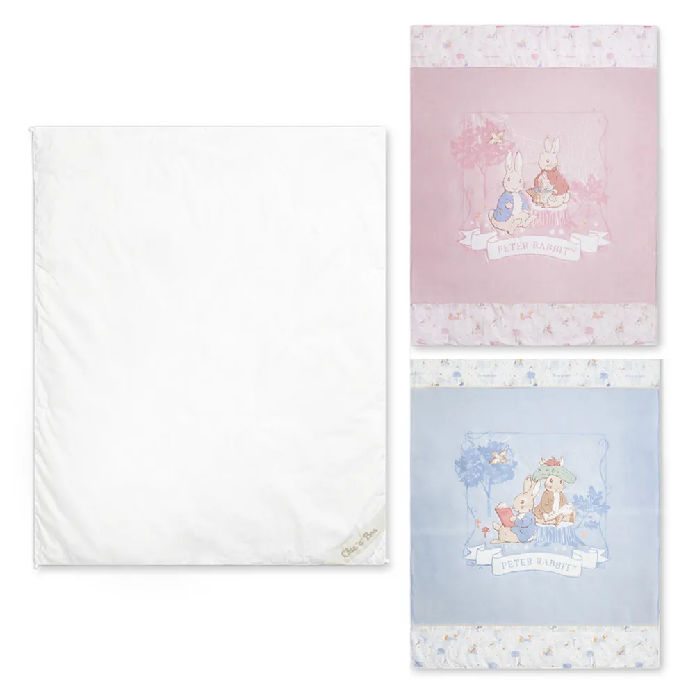 【奇哥】特級手工蠶絲被胎 + 悅讀比得兔冬夏兩用被 105x135cm(四季被 棉被 被子 寶寶被 嬰兒被)