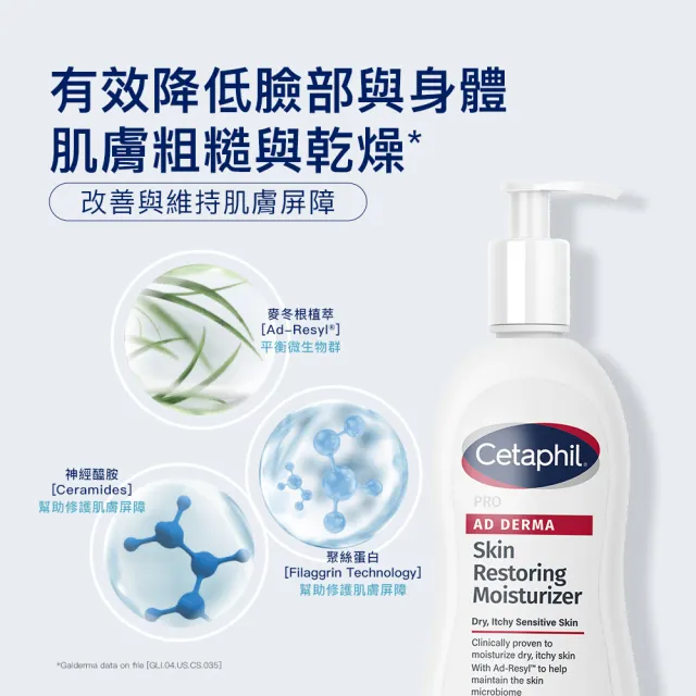 【Cetaphil 舒特膚】官方直營 AD益膚康修護滋養乳液 295ml*2入(臉部身體乳液/益膚保濕)