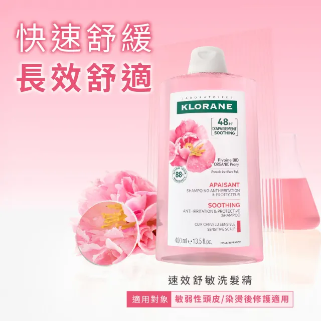 【KLORANE 蔻蘿蘭】官方直營 任選3入植萃洗髮精400ml(養髮/控油/護色/修護/澎鬆/涼感/舒敏/淨透/保濕/抗屑)