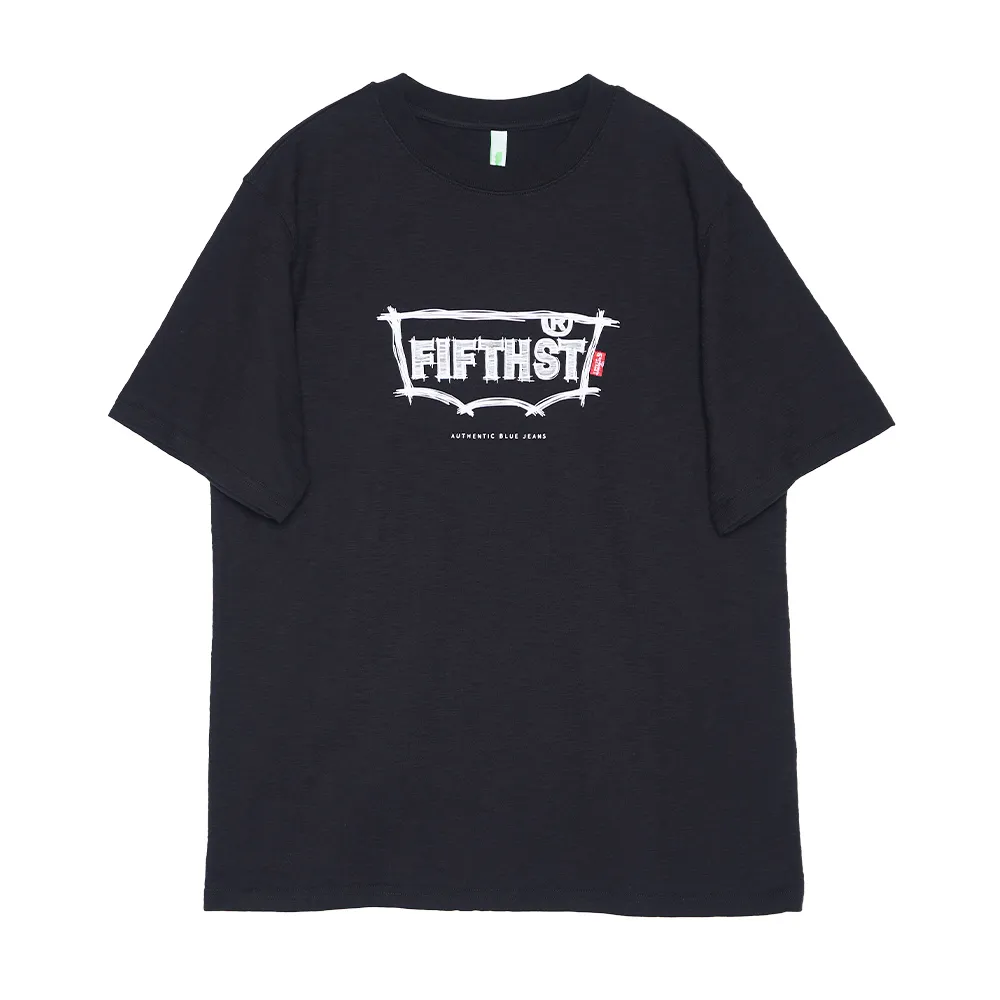 【5th STREET】男裝 短袖 短t 上衣 t恤 TEE 黑色(570960)