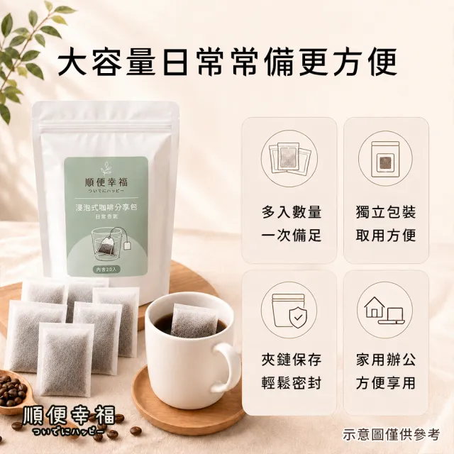 【順便幸福】浸泡咖啡分享包-精品系列20包x1袋(家庭號 超值包)