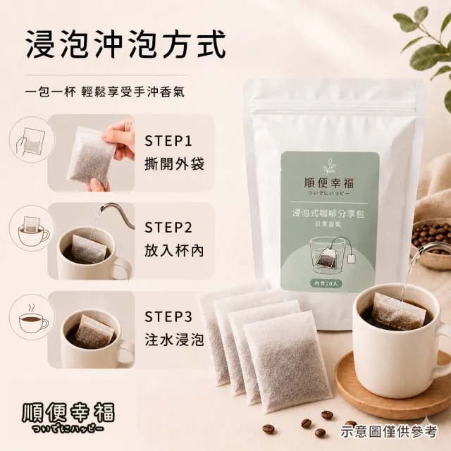 【順便幸福】浸泡咖啡分享包-義式系列20包x1袋(家庭號 超值包)