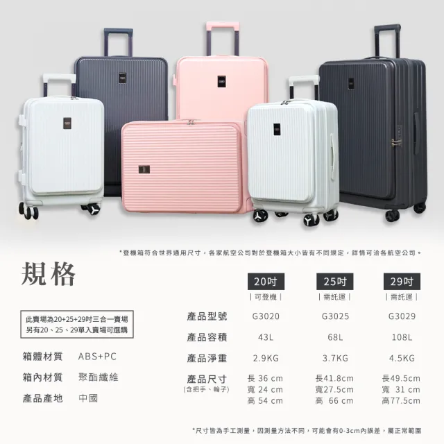 GTG旅快箱 20吋前開/上掀登機箱 (商務出差/雙充電孔/筆電層/杯架/擴充/行李箱)