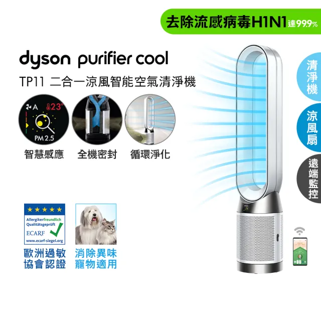 【dyson 戴森】TP11 Purifier Cool 二合一涼風智能空氣清淨機(白色)