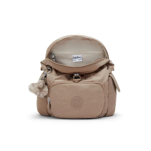 【KIPLING】『猴子包』（網路獨家款）淺棕褐色拉鍊掀蓋後背包-CITY PACK MINI 女包
