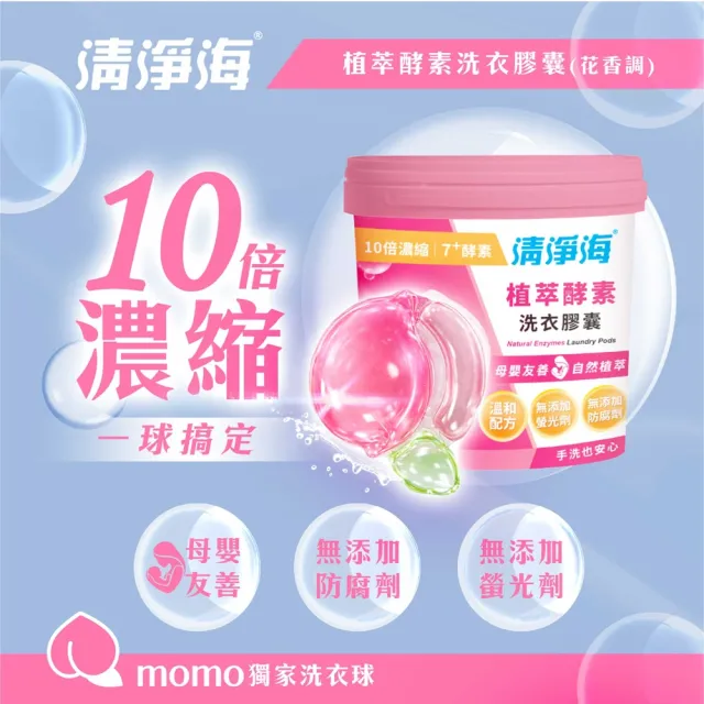 【清淨海】momo獨家 小桃子 植萃酵素洗衣膠囊40顆*6入-共240顆(母嬰友善/清淨海桃子洗衣球)