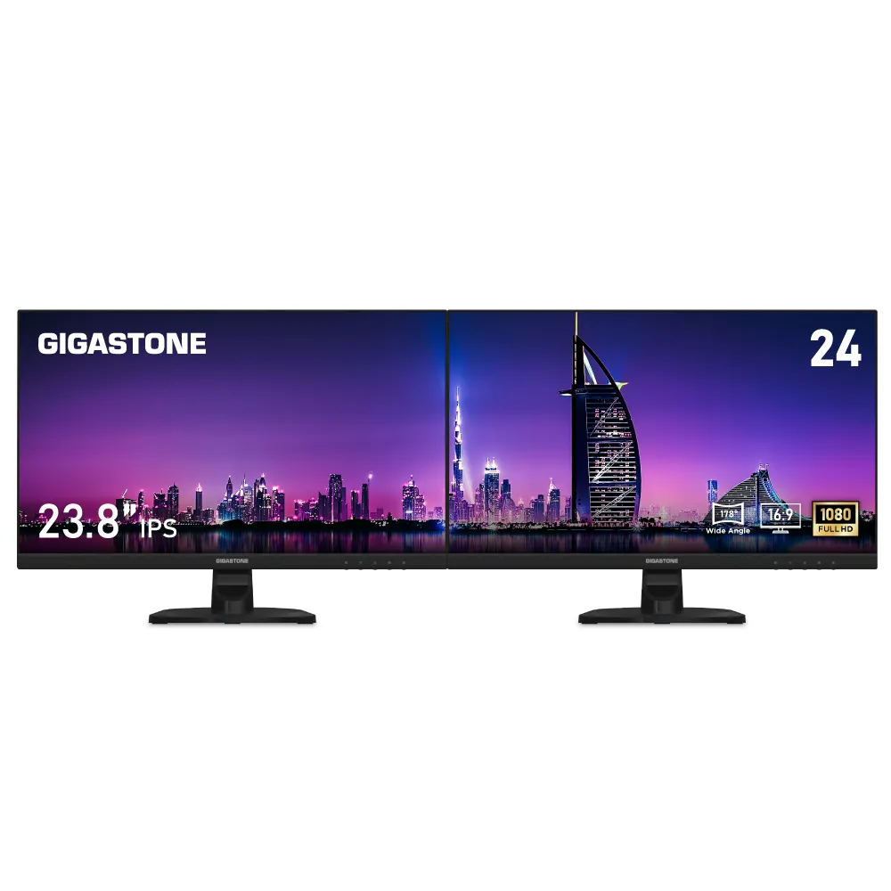 【Gigastone 立達國際】2入組 LM-24FF2 24型 IPS 極窄邊框電腦螢幕(內建喇叭/HDMI/護眼/低藍光/零閃屏)