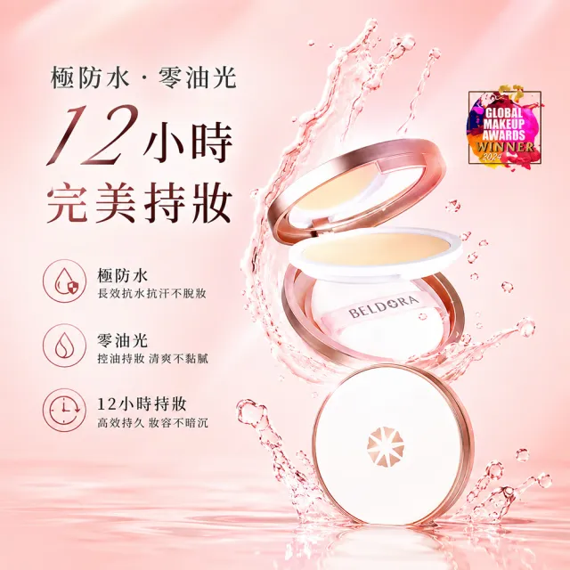 【BELDORA 蓓朵娜】完美持妝防水蜜粉餅2入組(防水蜜粉餅10gx2)