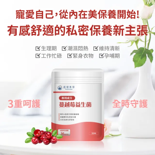 【達摩本草】蔓越莓益生菌 2入30顆/包(專科醫生推薦、足量原花青素)