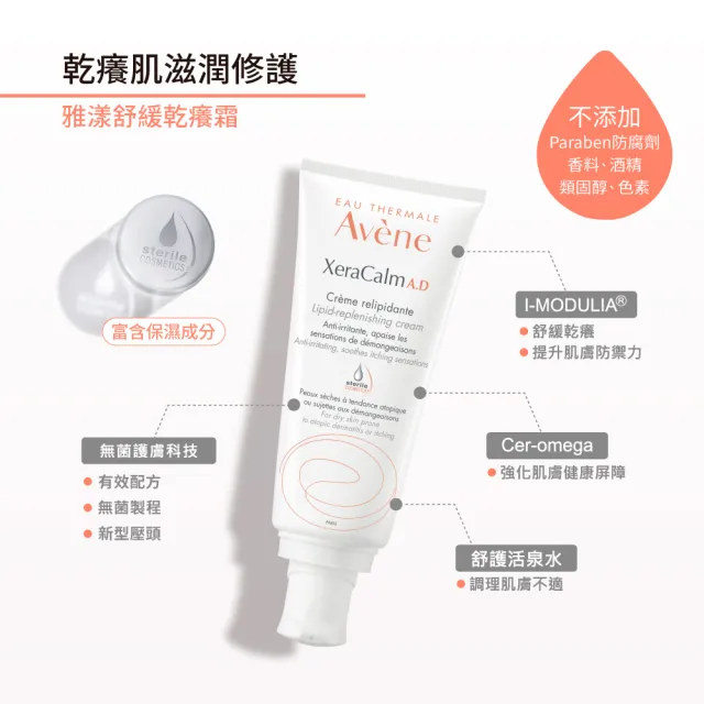 【Avene 雅漾】官方直營 舒緩乾癢霜200ml  2入組(一般清爽型)