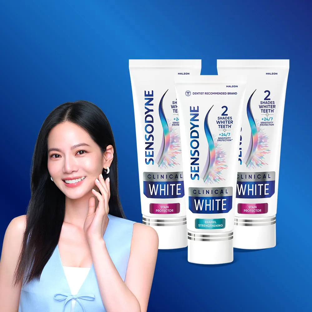 【SENSODYNE 舒酸定】進階護理 專研亮白抗敏牙膏100gX3(美白牙膏/去除牙漬/牙齒美白/抗敏感)