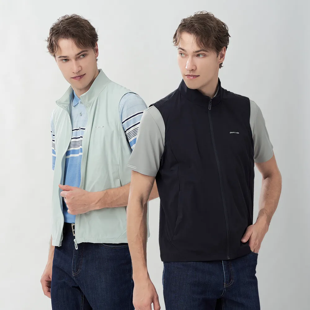 【pierre cardin 皮爾卡登】網路獨家 男款 輕量機能防潑水彈力立領背心(多色任選)