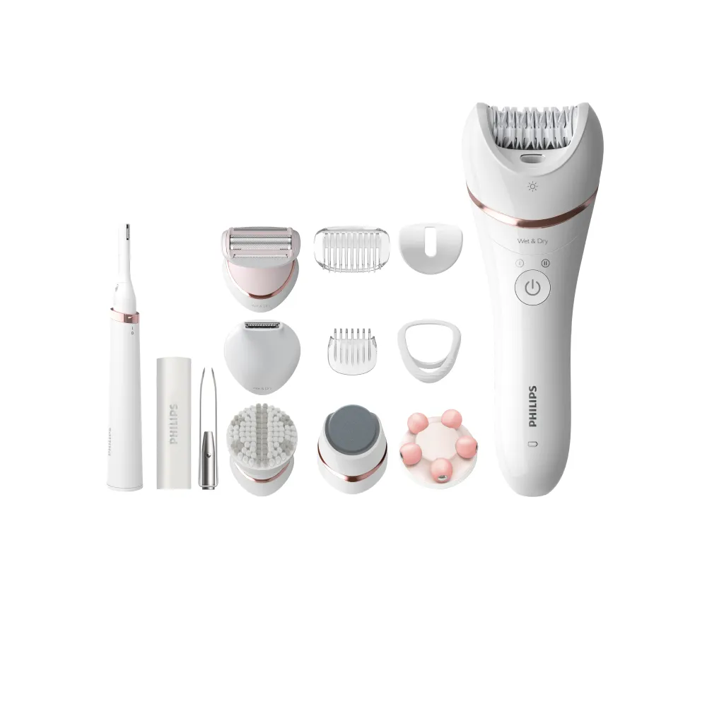 【Philips 飛利浦】BRE740/90 頂級淨柔美體刀全配組 (乾濕兩用/去角質/除毛/官方直營)