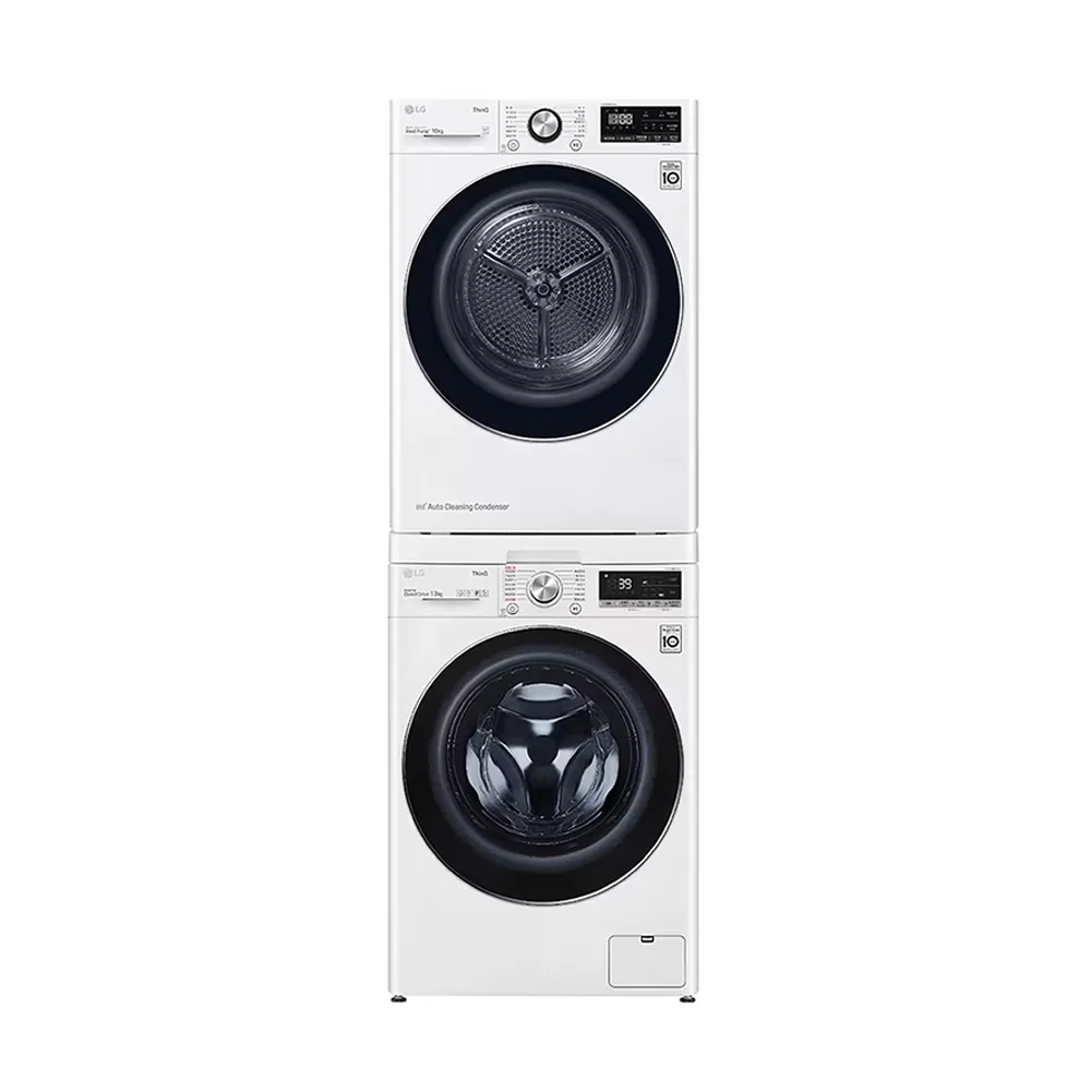 【LG 樂金】58H快配13+10公斤堆疊◆WiFi蒸洗脫變頻滾筒洗衣機+免曬衣乾衣機◆白(WD-S13VCW+WR-100VW)