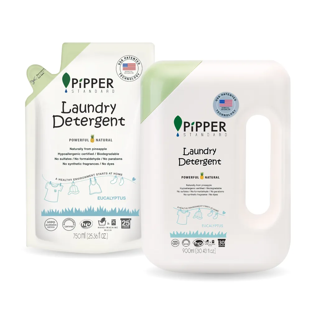 【PiPPER STANDARD 沛柏】沛柏鳳梨酵素洗衣精1+1件組 新客體驗組(900mlx1瓶+750x1包)