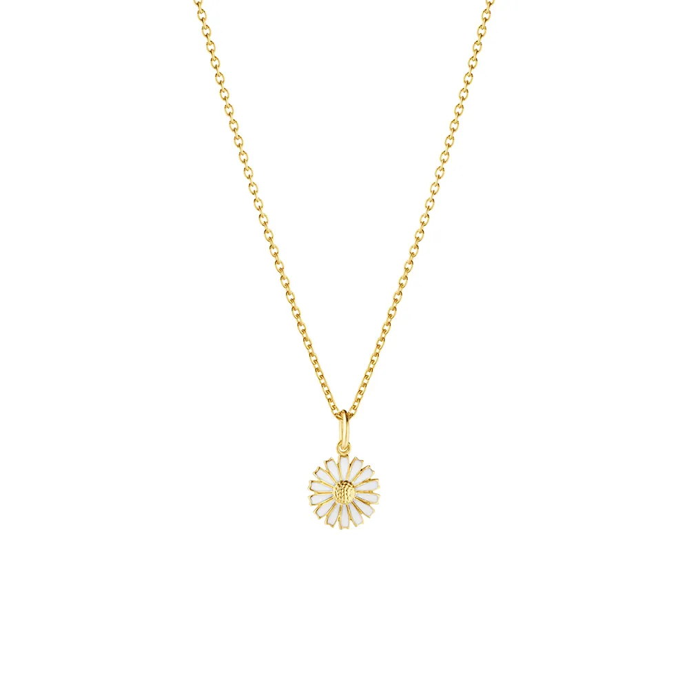【Georg Jensen 喬治傑生】DAISY 項鍊 - 線上獨賣款(18K黃金電鍍純銀 白瓷琺瑯)