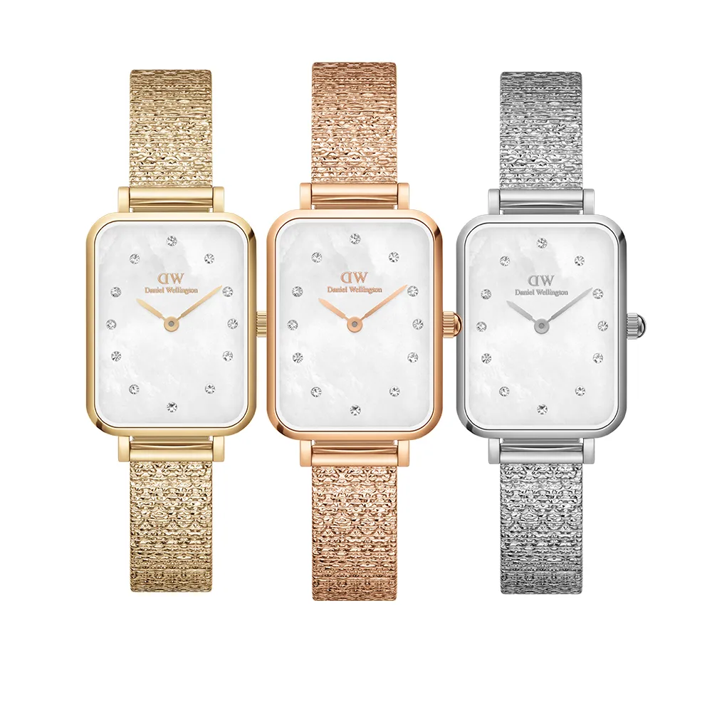 【Daniel Wellington】DW 手錶 Quadro Lumine 20X26-星辰系列貝母盤麥穗鋼琴方錶-冰川白(三色 DW00100582)