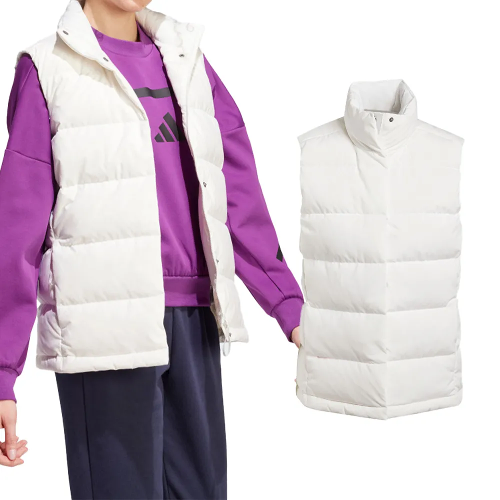 【adidas 愛迪達】W Helionic Vest 女款 白色 運動 休閒 保暖 口袋 羽絨 背心 IX8869