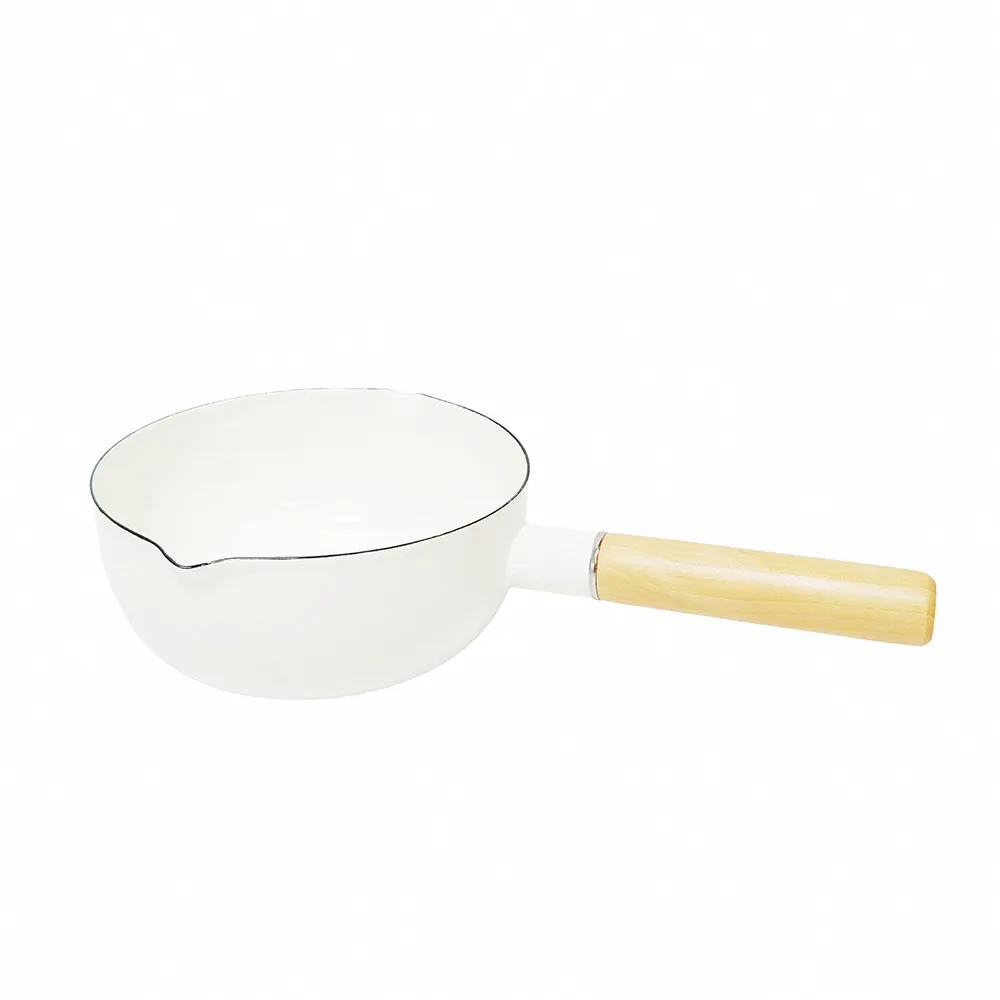 【LIFE SHOP】日式加厚琺琺瑯鍋 /白色 /18cm(牛奶鍋 泡麵鍋 露營鍋 琺瑯鍋 單柄鍋)