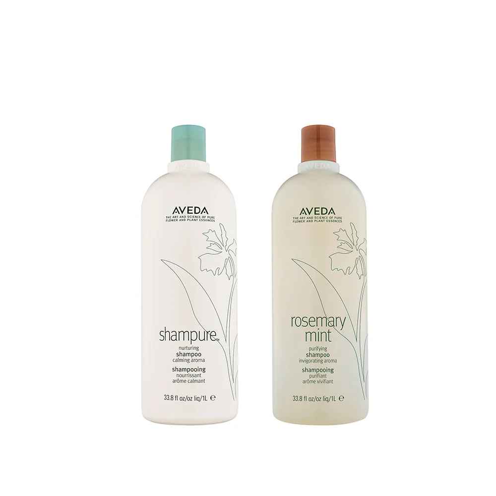 【AVEDA】純香/迷迭薄荷 洗髮精1000ml(2款任選)_附贈 壓頭