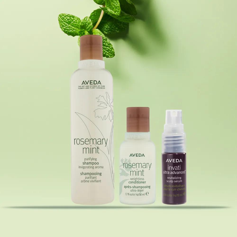 【AVEDA】沁涼豐盈特談組(迷迭/薄荷洗髮精250ml+迷迭/薄荷潤髮乳50ml+豐盈菁華10ml)_夏日清爽_植萃_父親節