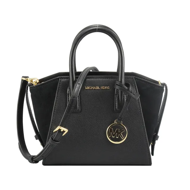【Michael Kors】小型包-經典造型皮革、麂皮手提/斜背/肩背兩用包(黑)