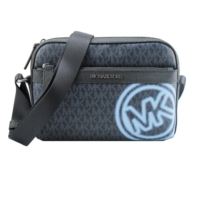 【Michael Kors】COOPER新款圖騰美型雙拉鍊肩背/斜背包(藍37T5LCOC5B)（其他規格）