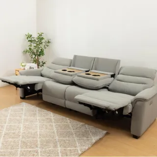 【NITORI 宜得利家居】◎4人用電動可躺式沙發 電動沙發 N-BELIEVA 3 NS合成皮 耐磨 GY(電動沙發)