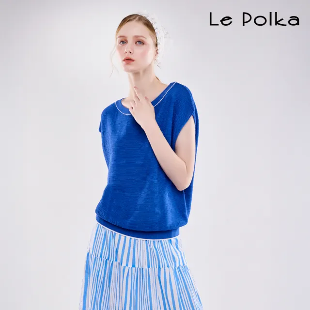 【Le Polka】圓領蓋袖針織上衣-女